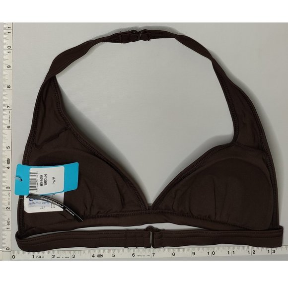 NWT California Waves Halter Brown bikini Top - Picture 2 of 5